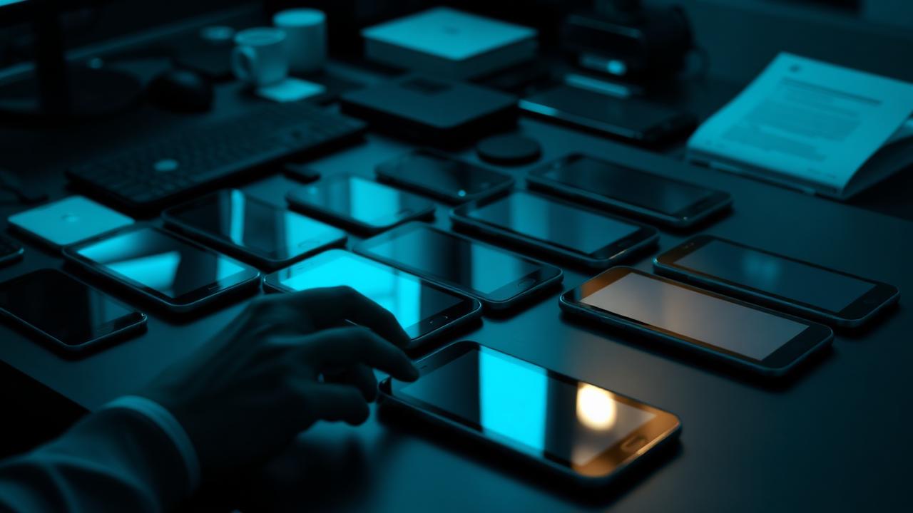 IT administrator managing company mobile devices centrally